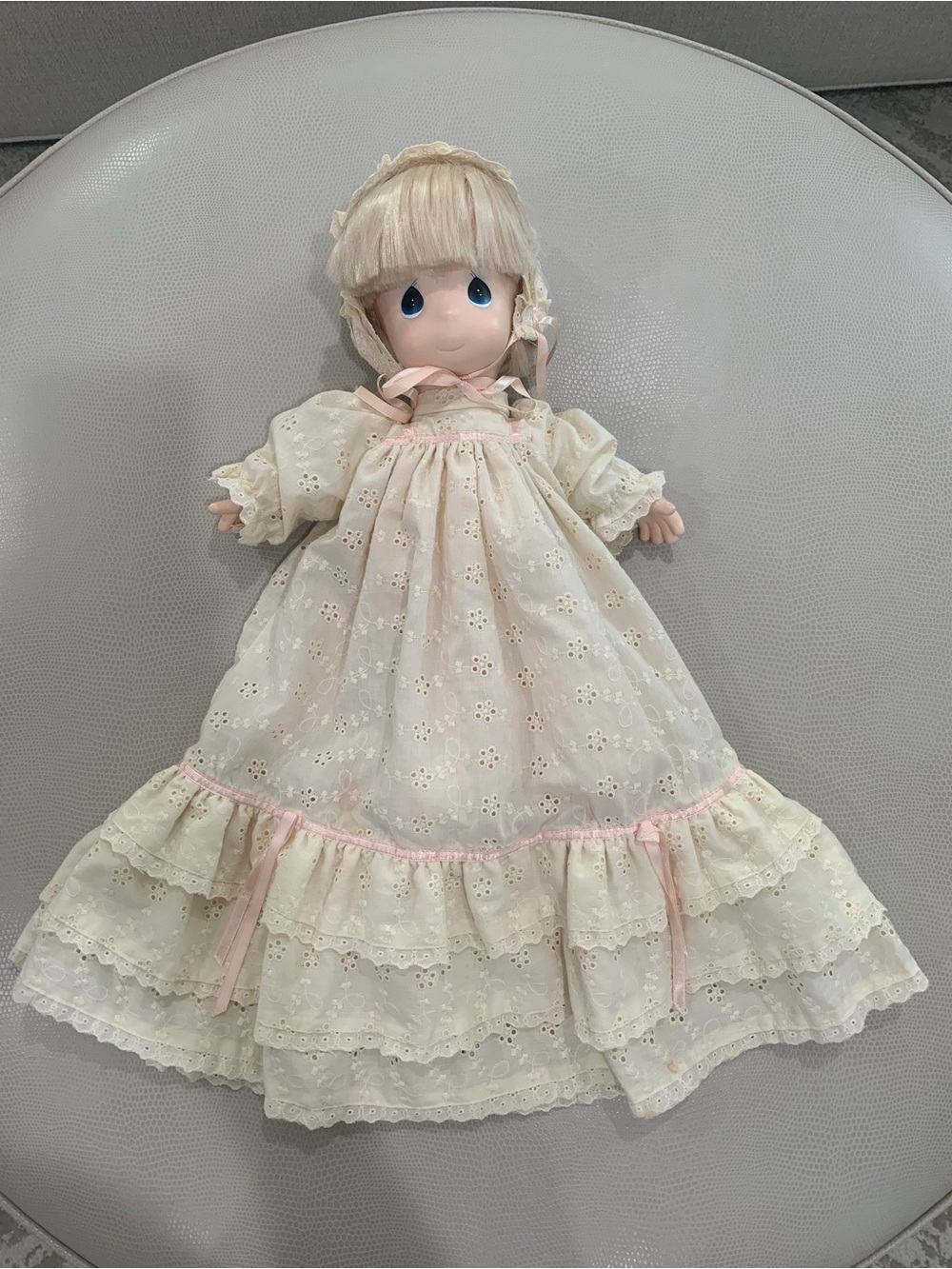 Precious Moments Cream Lace Doll with Pale Pink Trim